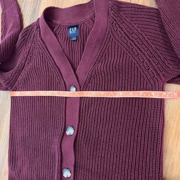 Gap Cardigan Size Small Cotton Button Deep V Neck Sweater Maroon Zinfandel Y2K - Picture 8 of 14